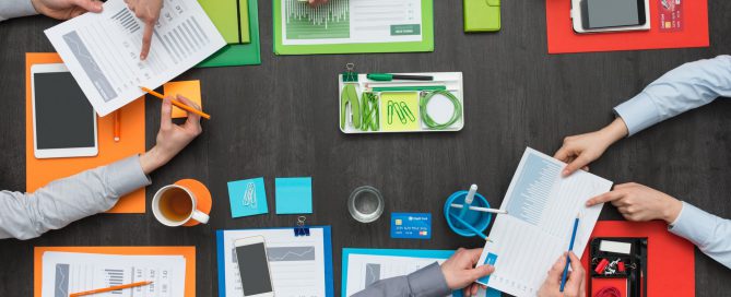 Colorful creative workspace